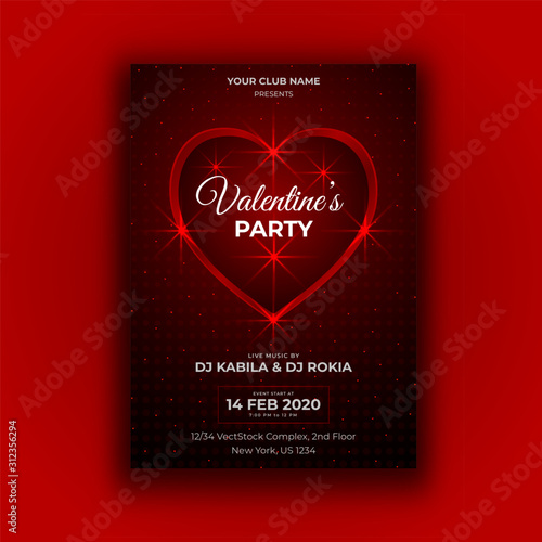 Valentine's party vector flyer template