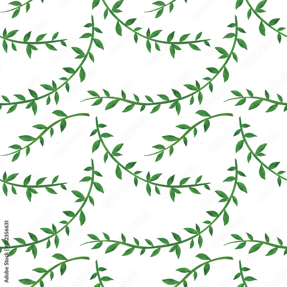 Naklejka premium Seamless pattern liana tropics jungle flowers watercolor illustration