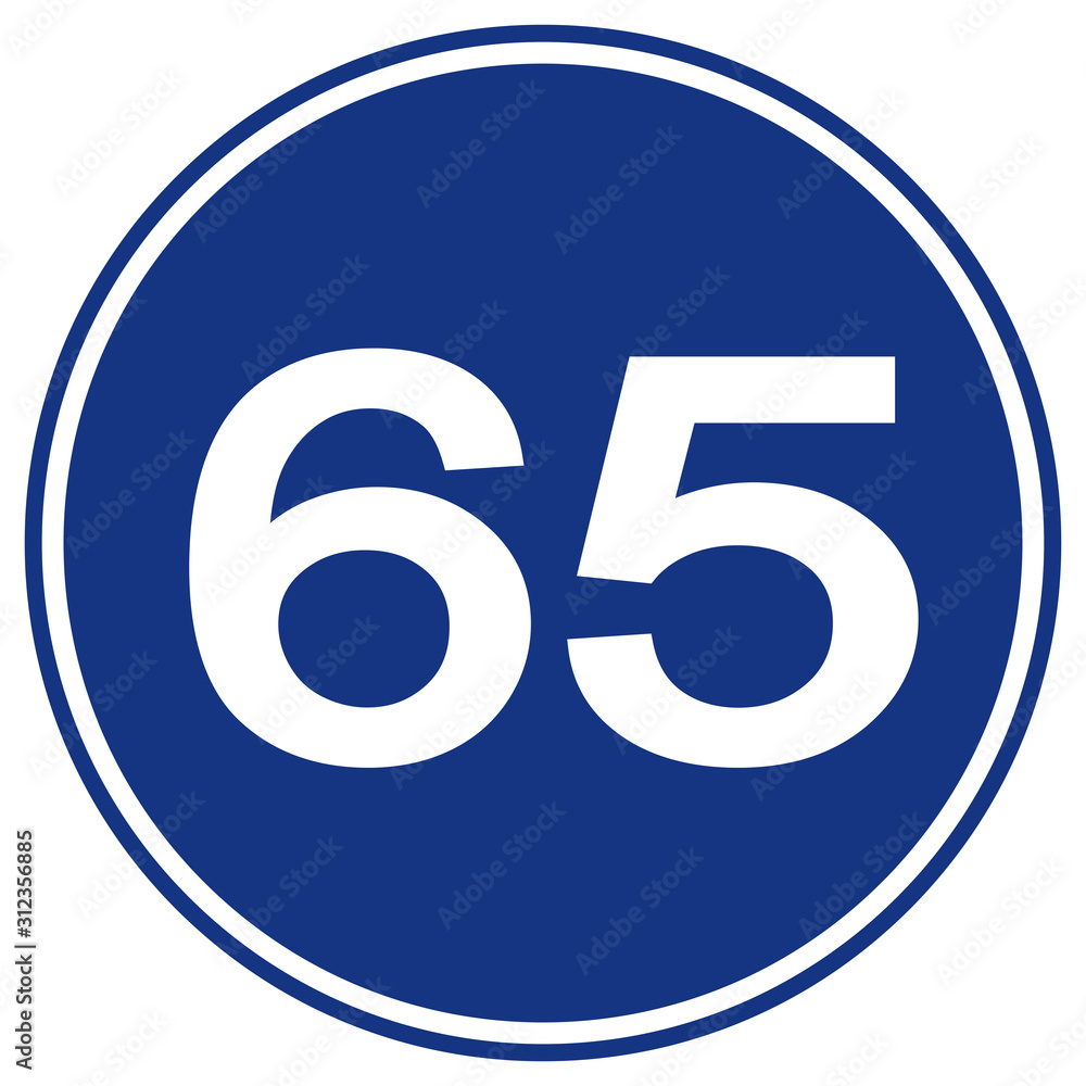 Speed Limit 65 Traffic Sign,Vector Illustration, Isolate On White Background Label. EPS10 Speed Limit 65 Traffic Sign,Vector Illustration, Isolate On White Background Label. EPS10