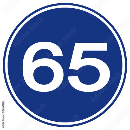 Speed Limit 65 Traffic Sign,Vector Illustration, Isolate On White Background Label. EPS10