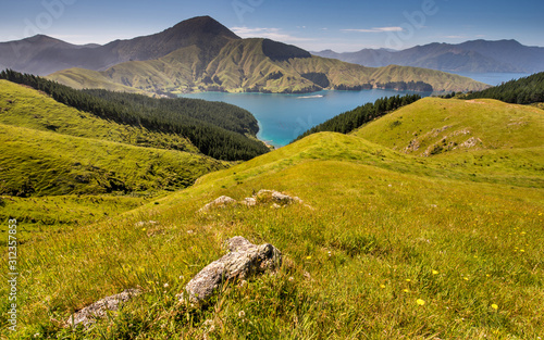 Beautiful Admiralty Bay in French Pass area, Marlborough Sounds