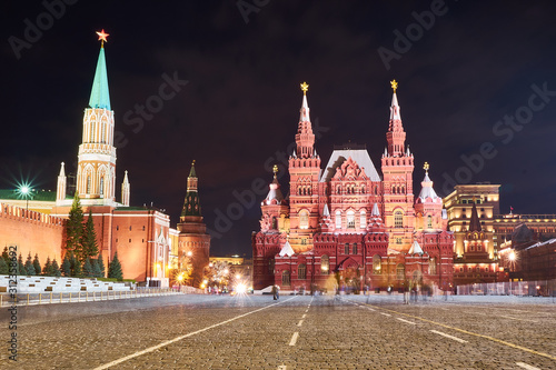 The State Historical Museum at Night, Moscow, Russia
