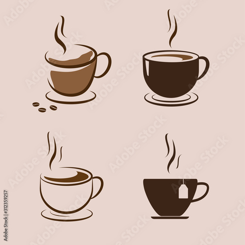 Coffee cup icon set. Vector illustration.