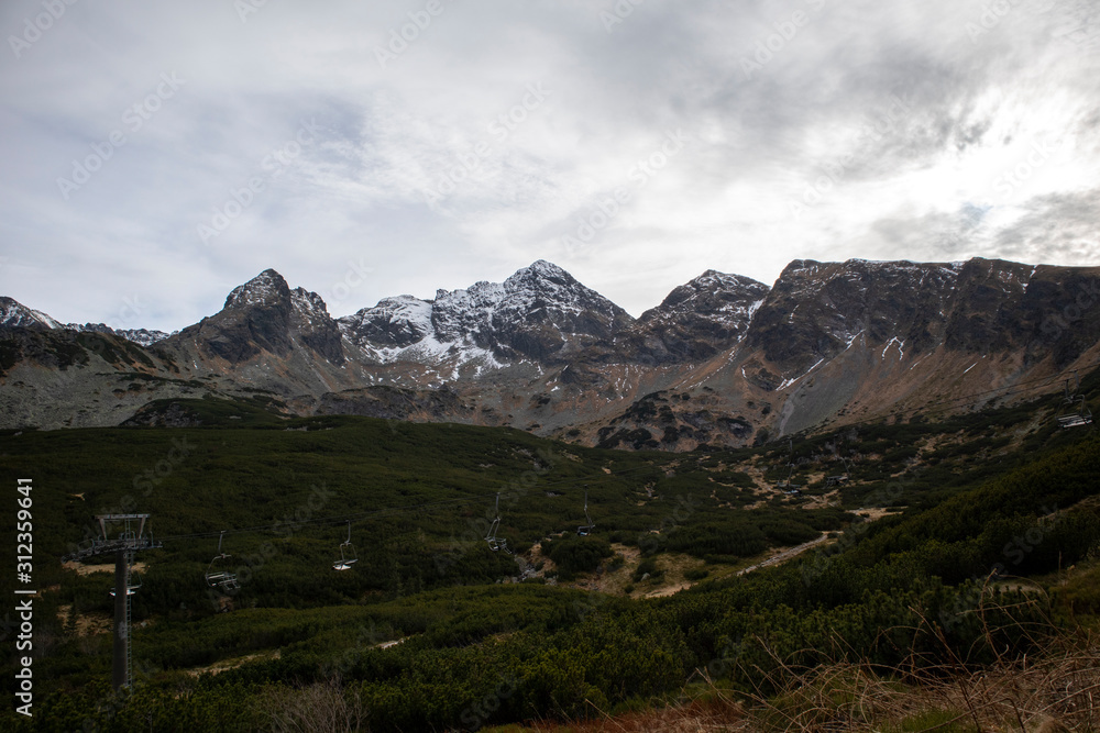 Fototapeta premium Tatra mountains landscape with snow 