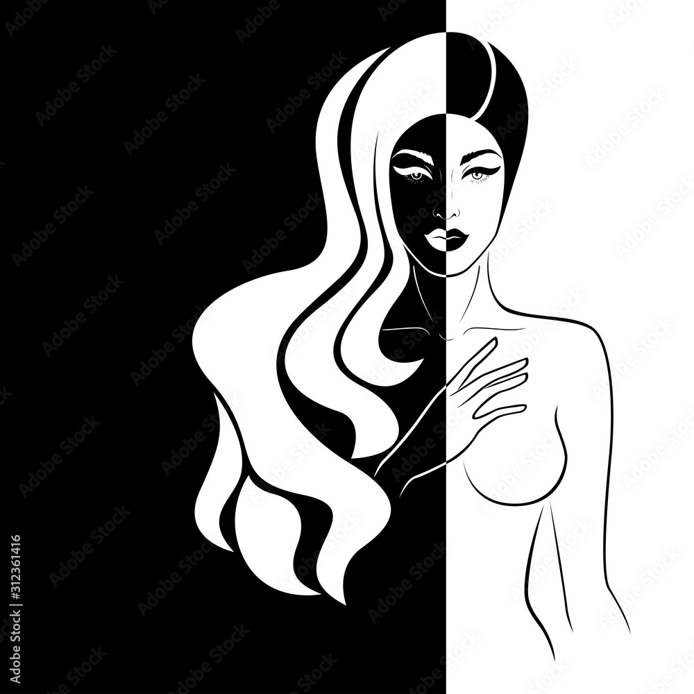 Abstract woman in negative and positive space Stock Vector