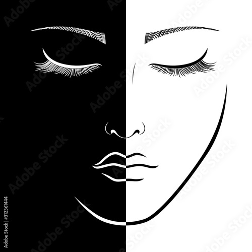 Face of lady in negative and positive space