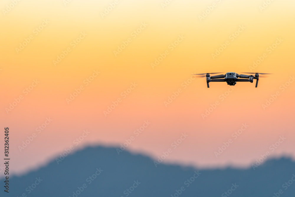 Drone flying for take a picture in sunset at Phu Lanka Nan Thailand Drone flying for take a picture in sunset at Phu Lanka Nan Thailand