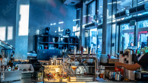  barista bar , selective focus , beverage concept