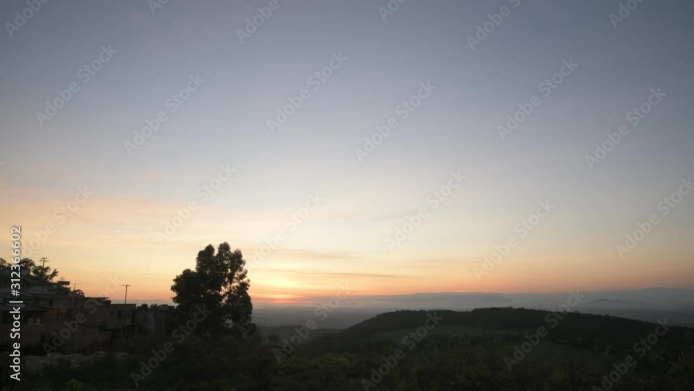 Trees Silhouettes and fog at Sunrise in Brazil Trees Silhouettes and fog at Sunrise in Brazil