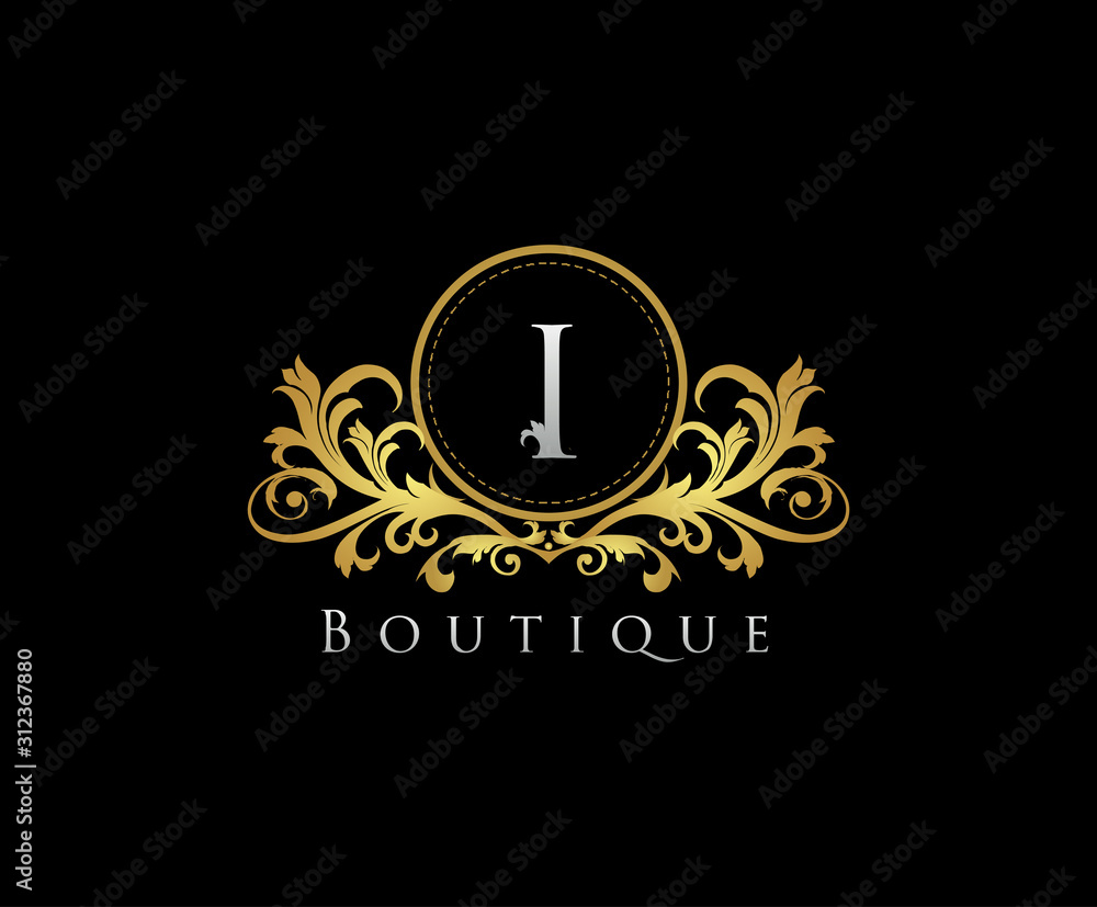Golden I Boutique Logo Icon, Luxury I Letter Logo Design. Golden I Boutique Logo Icon, Luxury I Letter Logo Design.