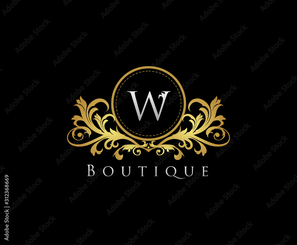 Golden W Boutique Logo Icon, Luxury W Letter Logo Design. Golden W Boutique Logo Icon, Luxury W Letter Logo Design.