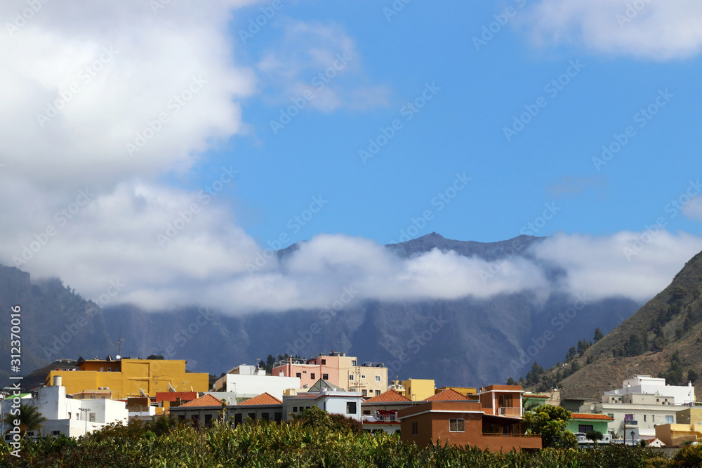 Canary Island La Palma with beautiful views of mountain range and volcano Caldera de Taburiente