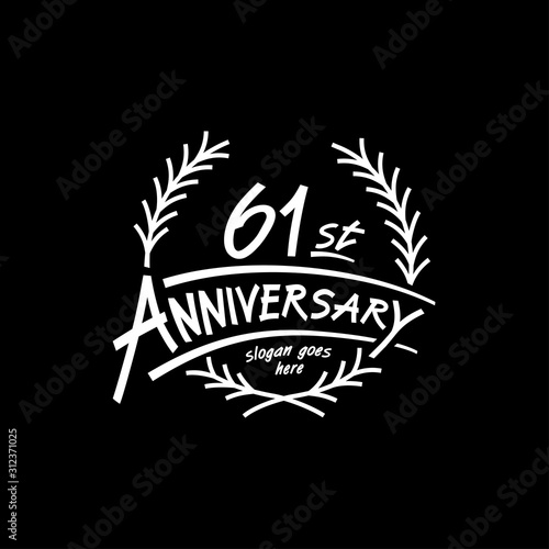 61 years design template. Vector and illustration. 61 years logo.