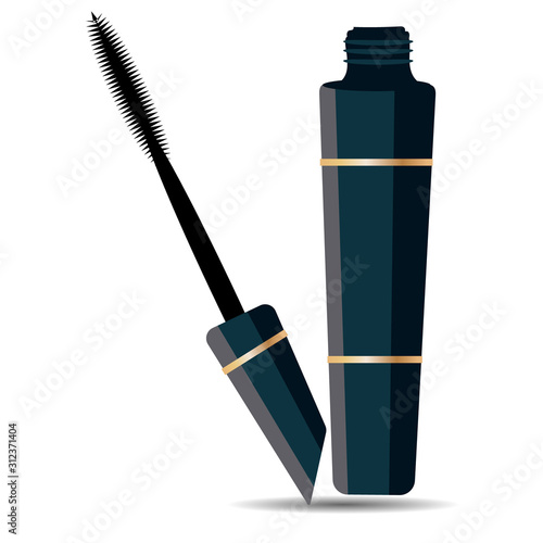 Tube of mascara with brush. Vector art