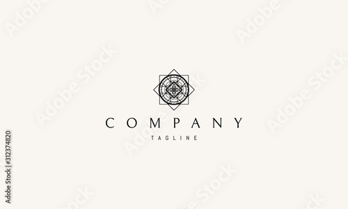 Vector logo on which an abstract image of an alchemical pattern.
