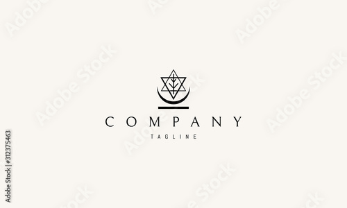 Vector logo on which an abstract image of an ancient sign and the moon.