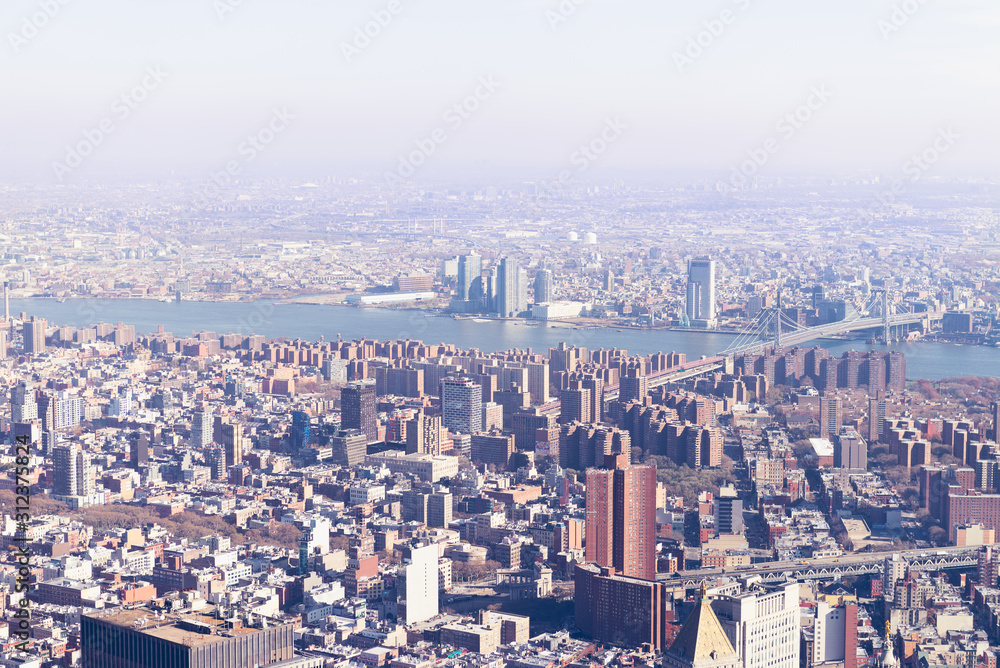 Amazing panorama view on New York City skyline and Downtown Manhattan
