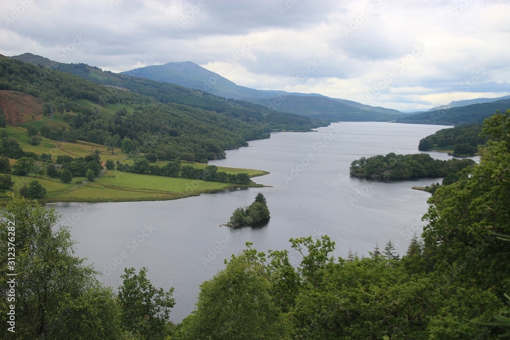The famous and stunning Queen’s View in Highland Perthshire, near Pitlochry. It overlooks the Loch Tummel and is named after Queen Victoria after her visit in 1866. Scotland, UK, Europe.