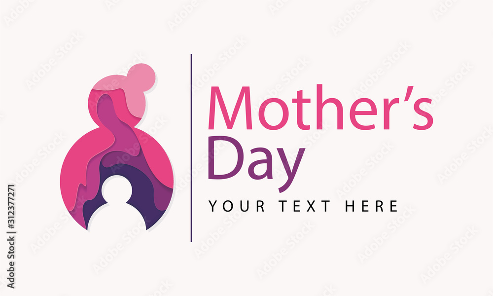 Fototapeta Mother's Day Illustration with Mother and Son Silhouette. Designed for Logo, Icon, Web, Banner, Background, Template, Backdrop, etc. Suitable for your business