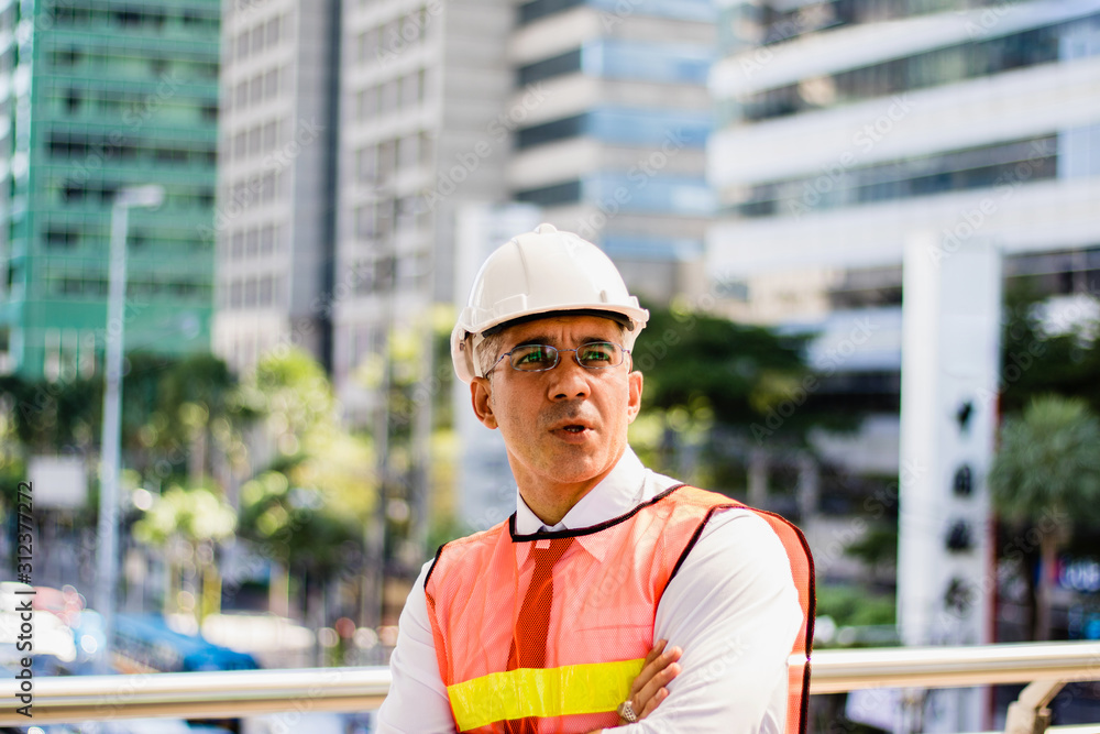 Portrait of an engineer wearing a safety helmet Portrait of an engineer wearing a safety helmet
