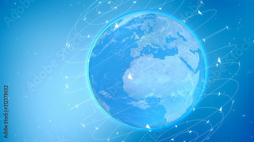Global network connection. Digital earth. Connection lines Around Earth Globe.