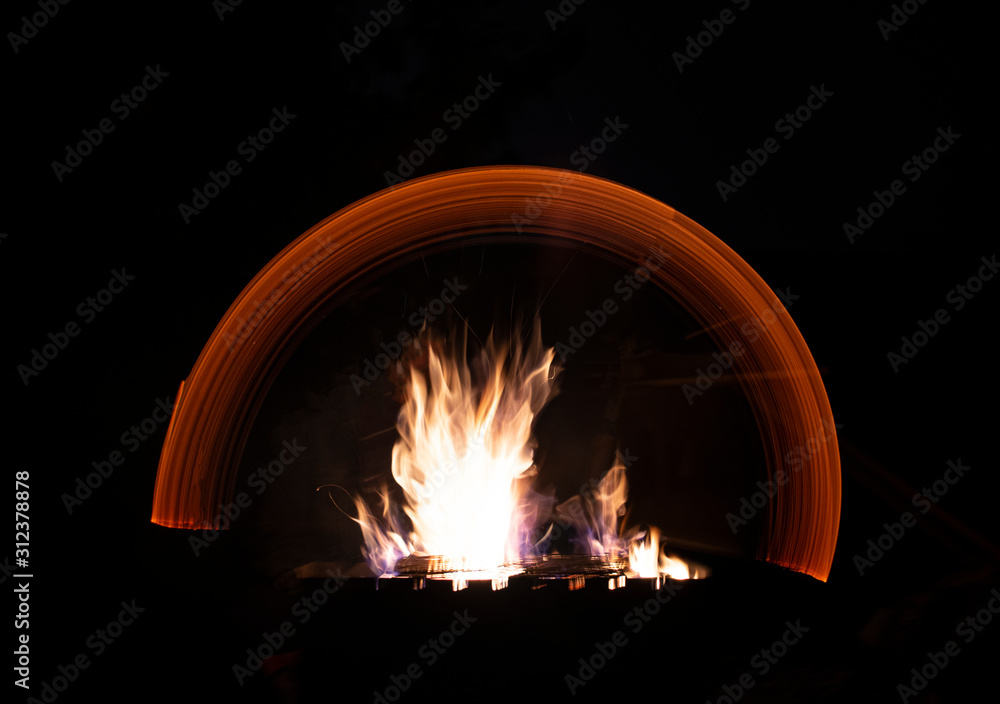 Obraz premium beautiful flame of fire on a black background