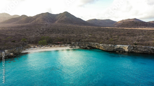 Aerial view over area Knip on the western side of Curaçao/Caribbean /Dutch Antilles  © NaturePicsFilms