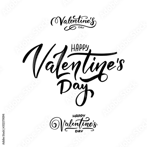 Set of hand written lettering phrases Happy valentine's day. Collection of brush painted lettering phrases