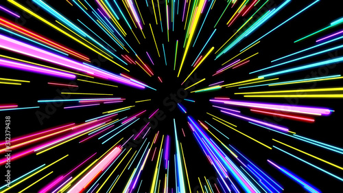Lot of colors, neon background. Space Travelling in the Speed of Light. Abstract light, fibre-optic.