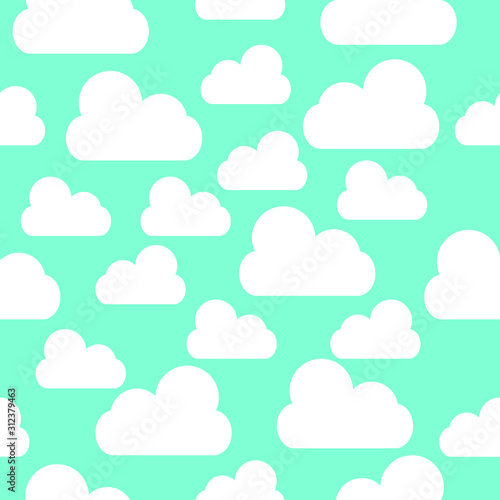 Cute Clouds Pattern. Seamless Vector.