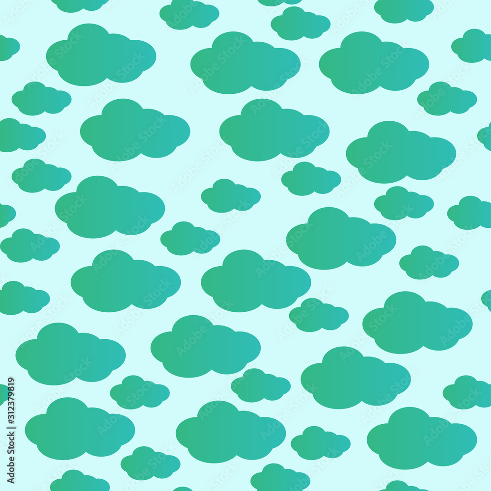 Cute Clouds Pattern. Seamless Vector.