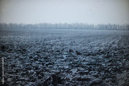 plowed field in the first snow
