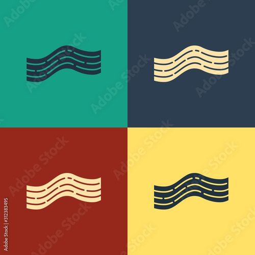 Color Bacon stripe icon isolated on color background. Vintage style drawing. Vector Illustration