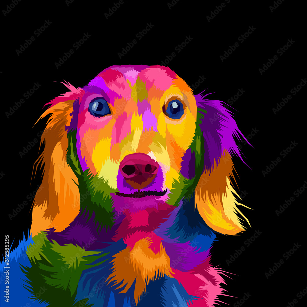 colorful dog pop art portrait vector illustration