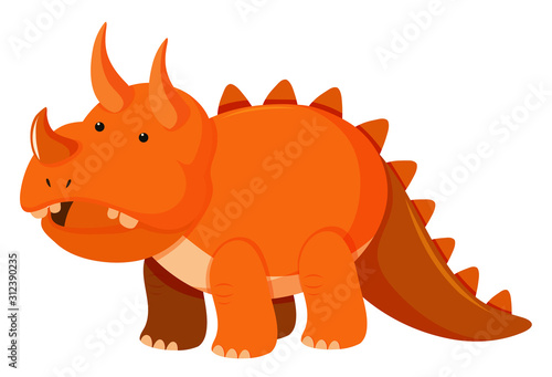 Single picture of triceratops in orange