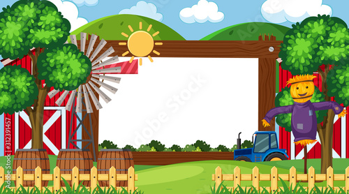 Border template with farm scene in background
