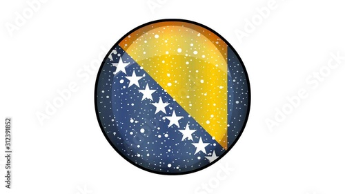 Animated Bosnia  and Herzegovinia flag cartoon illustration with glitter animation photo