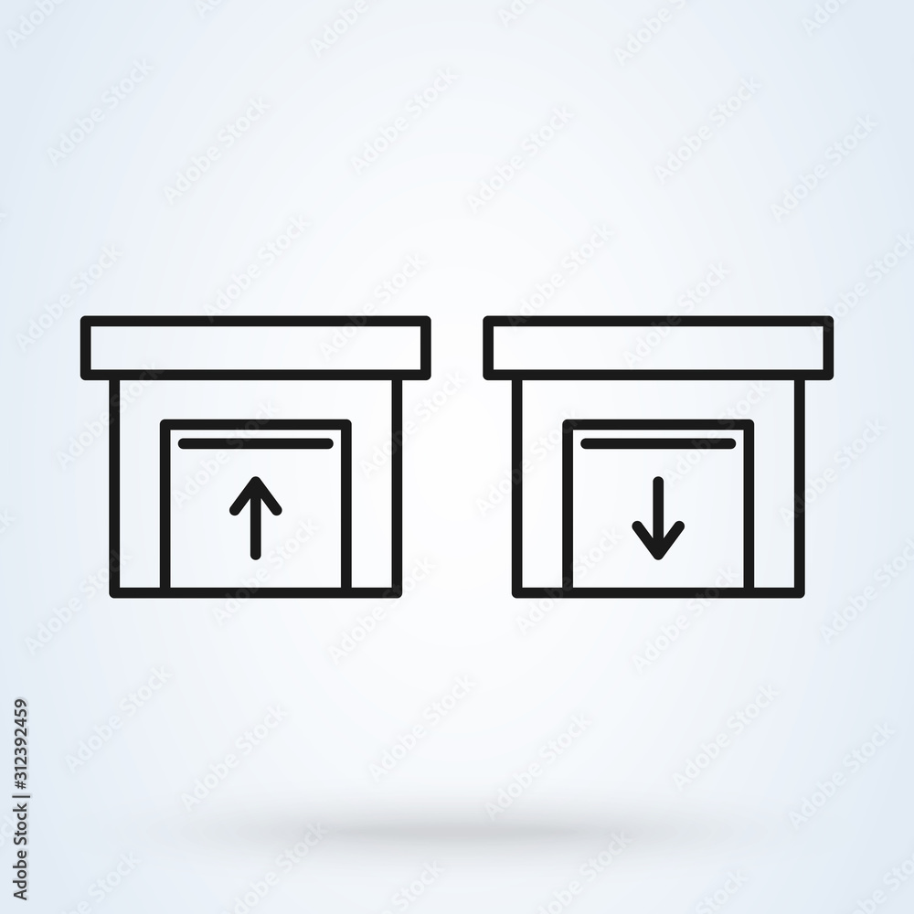 Open Close Garage Door line. modern icon design illustration Open Close Garage Door line. modern icon design illustration