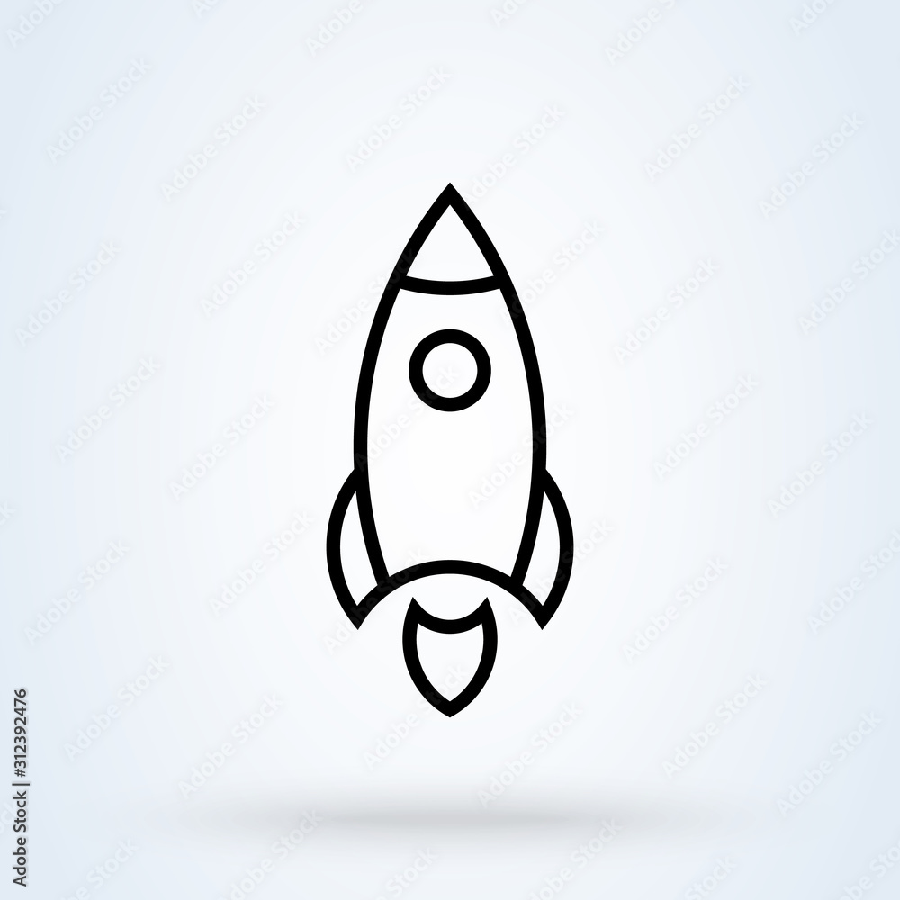 Outline rocket ship. modern icon design illustration Outline rocket ship. modern icon design illustration