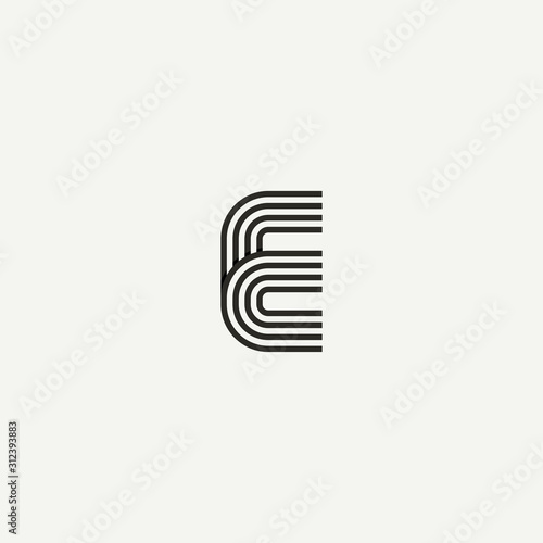 E logo. Abstract letter E logo design. Line creative symbol. Logo branding. Universal vector icon - Vector