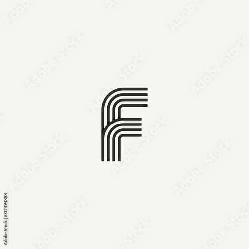 F logo. Abstract letter F logo design. Line creative symbol. Logo branding. Universal vector icon - Vector