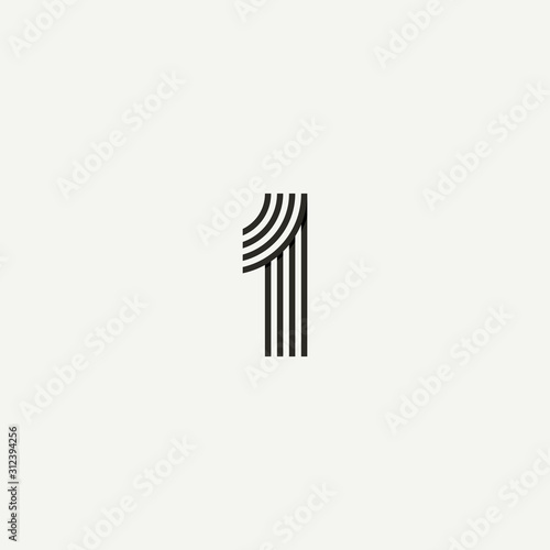 1 logo. Abstract letter 1 logo design. Line creative symbol. Logo branding. Universal vector icon - Vector