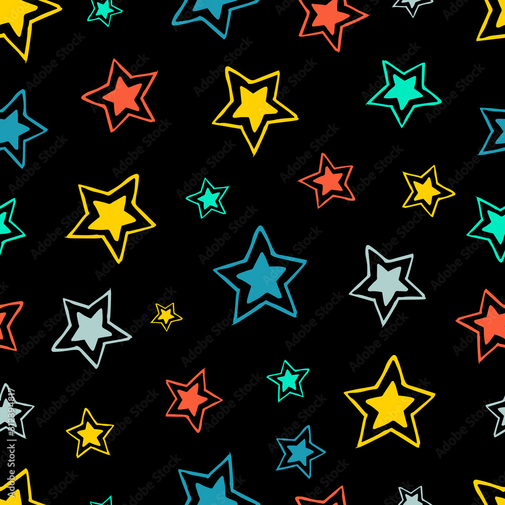 Seamless doodle hand drawn stars Seamless doodle hand drawn stars