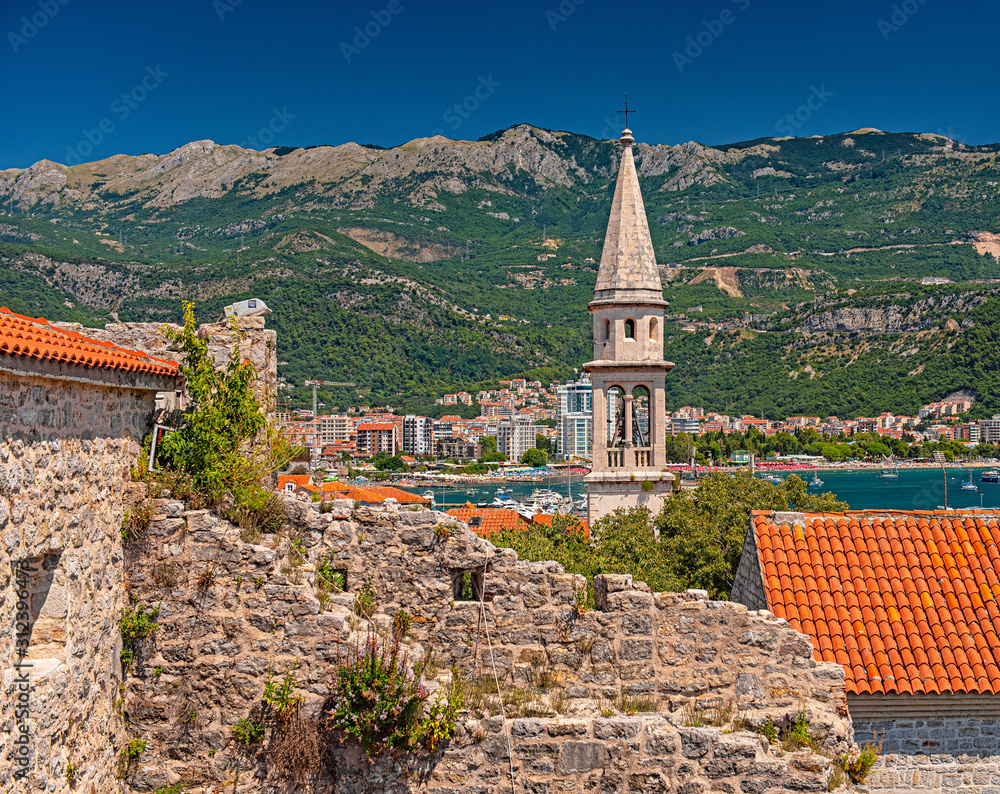 Panoramic view on the old town of Budva, Montenegro