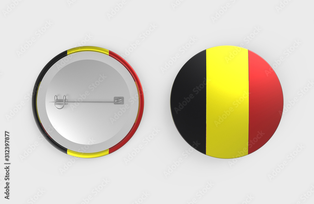 Fototapeta premium Belgium flag pin badge isolated on white background. 3d rendering