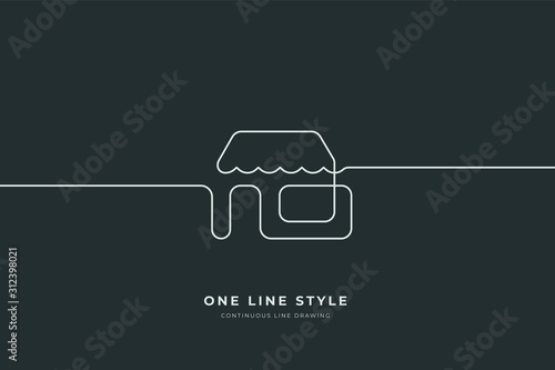 Market in continuous Line Drawing of Vector One Line Style Icon Hand Drawn Illustration (ID: 312398021)