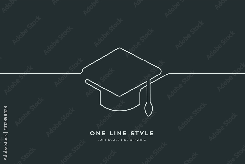 School college or graduation in Continuous Line Drawing of Vector One ...
