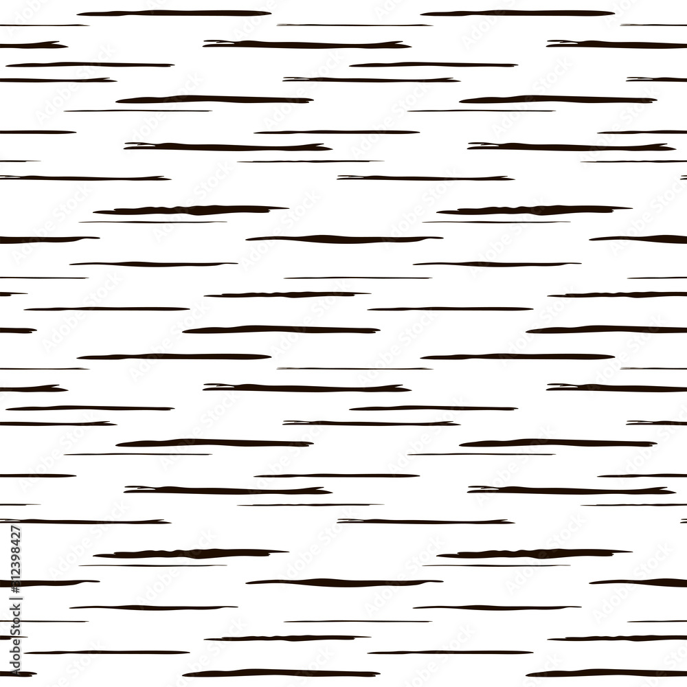 Seamless vector simple pattern with black stripes of birch bark lines on a white background.