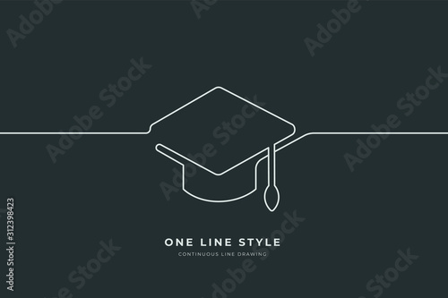 School college or graduation in  Continuous Line Drawing of Vector One Line Style Icon Hand Drawn Illustration (ID: 312398423)