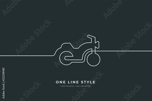 Motorcycle in Continuous Line Drawing of Vector One Line Style Icon Hand Drawn Illustration (ID: 312398481)